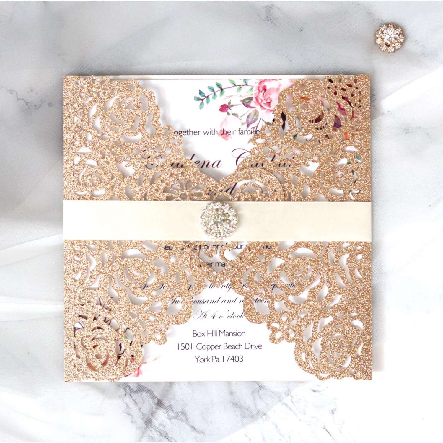 Glitter Invitation Latest Wedding Invitation Card Heart-shaped Card Greeting Card
